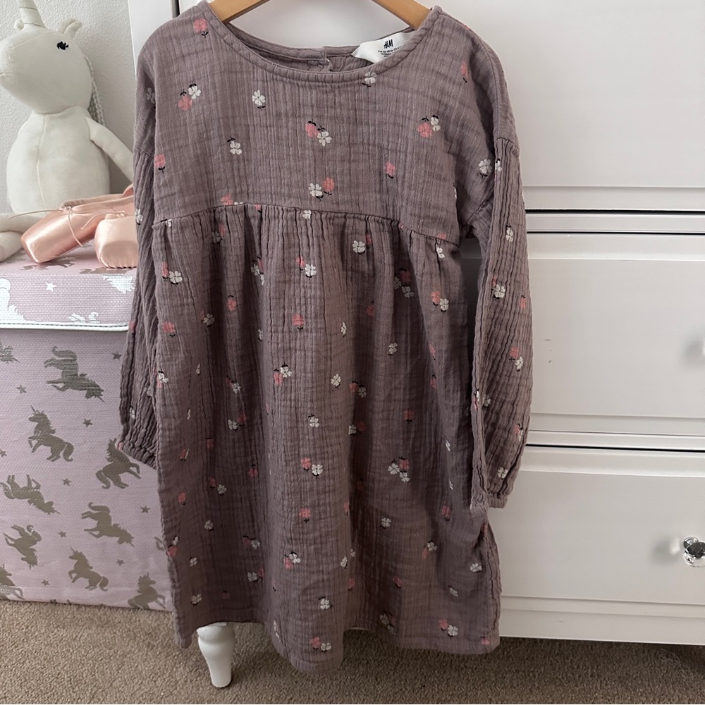 SOLD ON XP H&M Brown & Purple Floral Long Sleeve Dress